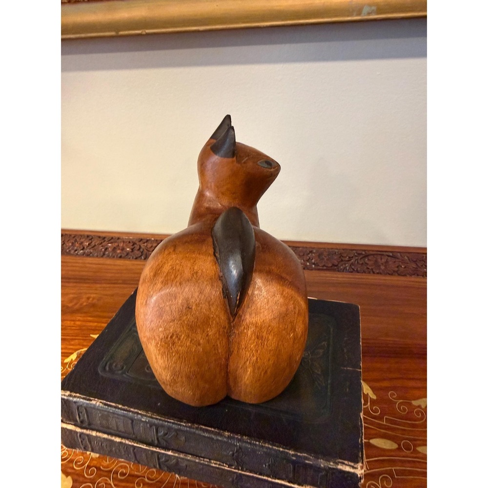 Vintage Hand Carved Wooden Cat Folk Art Sculpture - Picture 12 of 17
